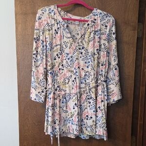 Motherhood Maternity Floral Blouse in Pink and Blue